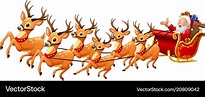 Santa claus rides reindeer sleigh on christmas Vector Image