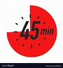 45 minutes timer symbol red color style Royalty Free Vector