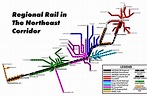 Northeast Corridor Commuter Rail map | Corridor, Northeast, Map