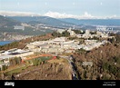 Vista aérea de la Universidad Simon Fraser (SFU) en Burnaby Mountain ...