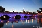 Bedford, England - The Bedford Town Bridge is beautifully lit at dusk ...