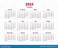 Calendario 2024 Calendario Vectorial Anual De 12 Meses Del Año 2024 ...