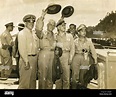 US Navy officers with Sergio Osme%%C3%%B1a and Carlos P. Romulo Stock ...