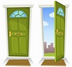 Puerta verde de dibujos animados, abierta y cerrada 332757 Vector en ...