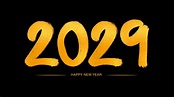 feliz año nuevo 2029 números dorados caligrafía manuscrita, ilustración ...
