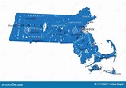 Massachusetts State Political Map Stock Vector - Illustration of ...
