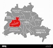 Charlottenburg-Wilmersdorf city district red highlighted in map of ...