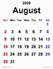 August 2020 Calendar | Templates for Word, Excel and PDF