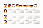 Calendario para 2023 alemania el calendario está hecho con los colores ...