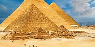 Three Pyramid of Khafre and the Great Pyramid of Khufu and Menkaure's ...