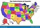 Mappa Degli Stati Uniti Con I Nomi Dello Stato Illustrazione di Stock ...