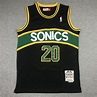 Camisa De Basquete Preta Retrô Seattle Supersonics 20 # Payt ...