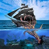 Pirate Ship vs The Giant Squid Digital Art by Glenn Holbrook - Pixels