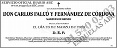 Carlos Falcó y Fernández de Córdova - Esquelas ABC