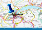 Ginebra en mapa imagen de archivo. Imagen de tiro, contacto - 122918033