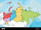 Vector Mapa en blanco ilustrado de Rusia con regiones o distritos ...