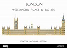 Colorful vector Westminster Palace and Big Ben, famous landmark of ...