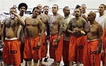 File photo of inmates standing in a gymnasium where they are housed due ...