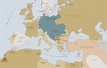 Mapa historico de Europa 1914 y 1918, formato illustrator eps