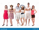 Group Portrait of Young People in Summer Clothing Stock Image - Image ...