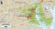 Physical Map of Maryland State, USA - Ezilon Maps