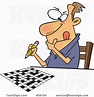 Cartoon Focused White Guy Working on a Crossword Puzzle #56184 by Ron ...