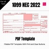 1099 NEC Editable PDF Fillable Template 2022 With Print and Clear ...