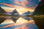 The Milford Sound fiord. Fiordland national park, New Zealand ...