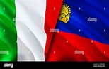 Italy and Liechtenstein flags. 3D Waving flag design. Italy ...