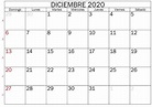 Calendario Diciembre 2020 Para Imprimir Gratis