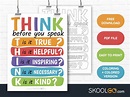 Think Before You Speak - Free Classroom Poster - SKOOLGO