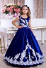 Kleider - Blaues Samt Langes Kleid für Mädchen - ein Designerstück von ...