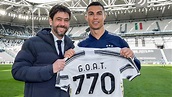 Cristiano Ronaldo presented with GOAT shirt by Juventus after breaking ...