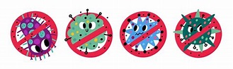 Detener los signos de bacterias símbolos antigérmenes redondos virus ...