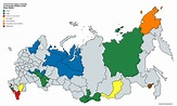 Detailed Regions Map Of Russia In Russian Russia