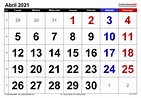 Calendario abril 2021 en Word, Excel y PDF - Calendarpedia