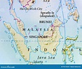 Mapa Geográfico Do País De Malásia Com Cidades Importantes Foto de ...