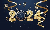 Diseño de fondo de feliz año nuevo 2024. tarjeta de felicitación ...