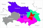 The map of Hubei Province, China. Wuhan, the capital city, and four ...