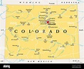 Colorado, CO political map with the capital Denver, most important ...