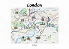 Impresión de mapa de Londres mapa de la ciudad dibujado a | Etsy