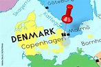 Denmark, Copenhagen - capital city, pinned on political map Stock ...