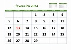 Calendário Fevereiro 2024 | WikiDates.org