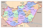 Mapa administrativo de Hungría con las principales ciudades | Hungría ...