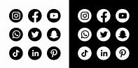 Social Media Icons Black And White Round 9826484 Vector Art at Vecteezy