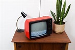 Vintage Orange Television - Retro Small Sanyo Analogue TV - Made in ...