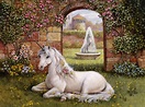 Bello unicornio en jardín - Imagenes y Carteles