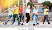 Modern Tweens Dancing On Summer Street Stock Photo 2108837114 ...