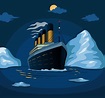 Titanic crucero navega en el iceberg del mar en la ilustración de la ...