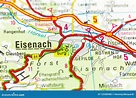 Wartburg Castle on Map, Eisenach, Thuringia Stock Photo - Image of ...